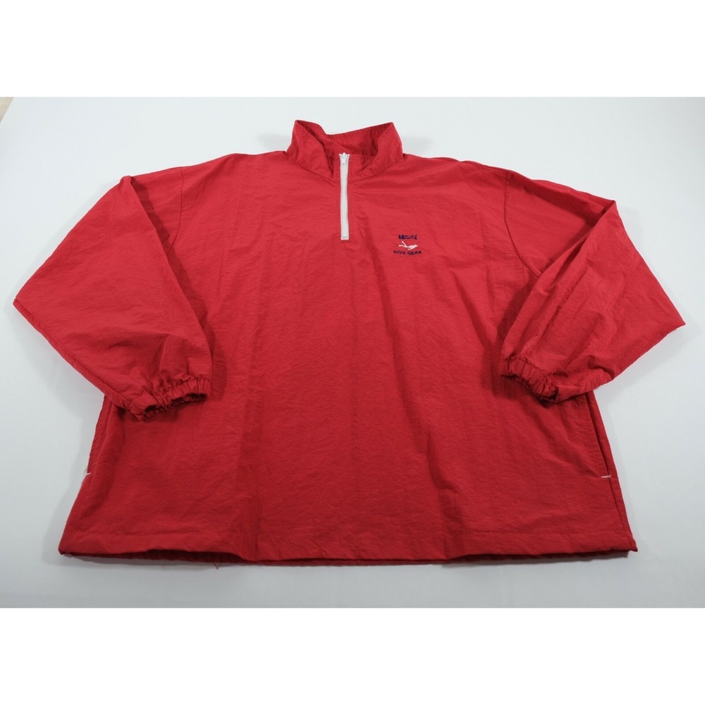 Uzzi‎ Windbreaker Mens XL Red Dive Gear Vintage 90s Scuba Flag Quarter Zip